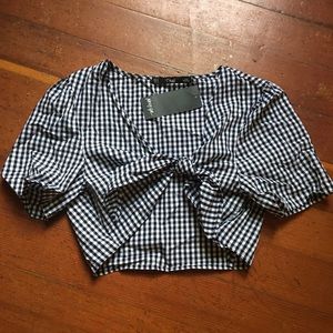 Nasty gal tie front checkered top